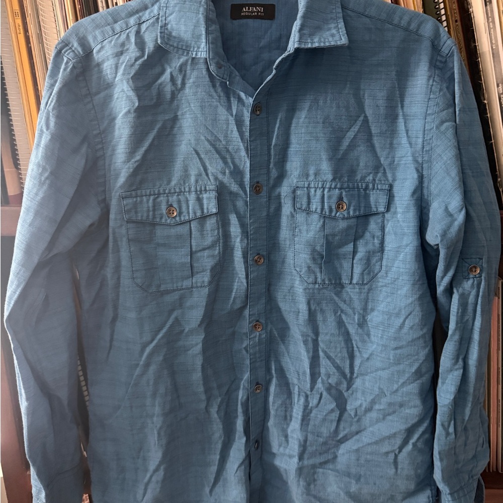 Alfani Casual Blue Shirt with Pockets
